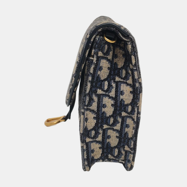 Authenticated pre-owned Saddle Medium Oblique Canvas Blue - Shoulder Bag at Looply