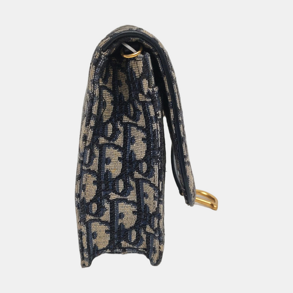 Authenticated pre-owned Saddle Medium Oblique Canvas Blue - Shoulder Bag at Looply