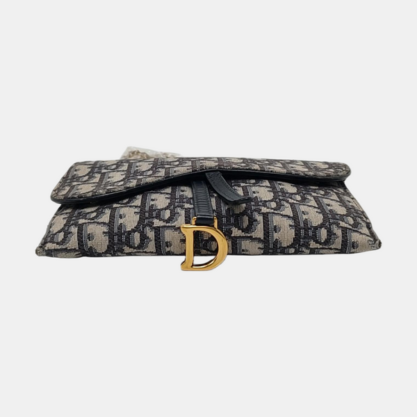 Authenticated pre-owned Saddle Small Oblique Canvas Blue - Shoulder Bag at Looply
