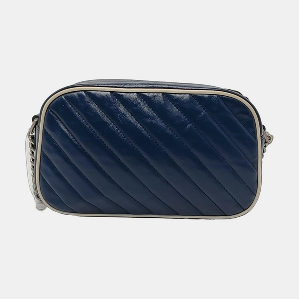 Authenticated pre-owned GG Marmont Small Calfskin Blue - Shoulder Bag at Looply