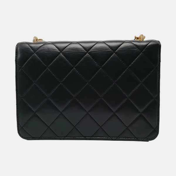 Authenticated pre-owned Classic Flap Small Quilted Lambskin Black - Crossbody Bag at Looply