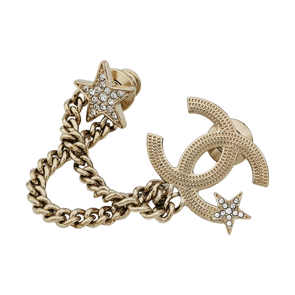 Authenticated pre-owned Gold-tone Metal Synthetic Crystal Brooch - Brooch at Looply