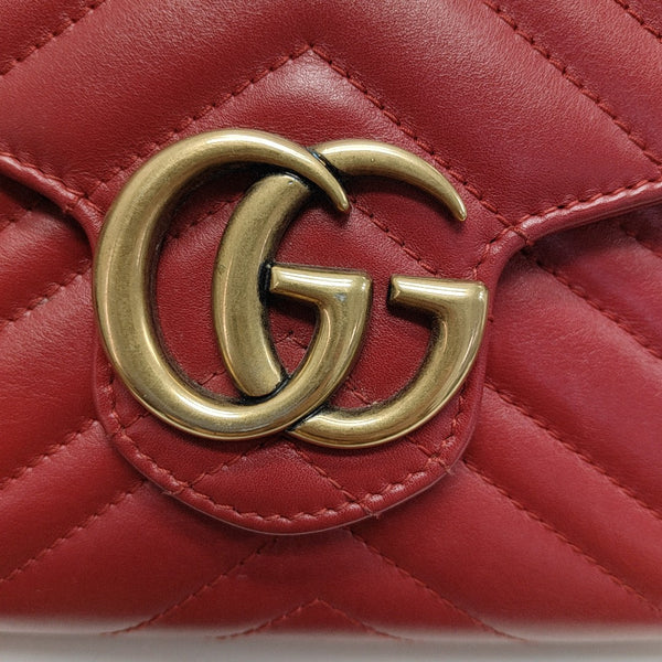 Authenticated pre-owned GG Marmont Mini Calfskin Red - Shoulder Bag at Looply