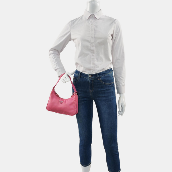 Authenticated pre-owned Re-edition2000 Mini Nylon Pink - Top Handle Bag at Looply