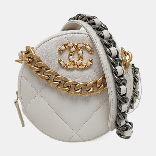 Authenticated pre-owned Chanel 19 Quilted Lambskin White - Shoulder Bag at Looply