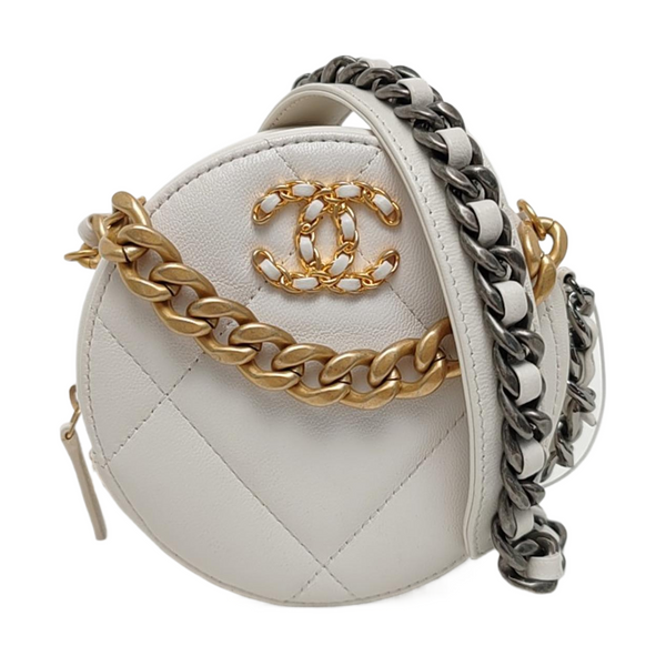 Authenticated pre-owned Chanel 19 Quilted Lambskin White - Shoulder Bag at Looply
