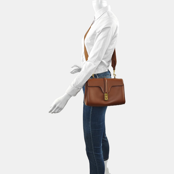 Authenticated pre-owned 16 Small Calfskin Brown - Shoulder Bag at Looply