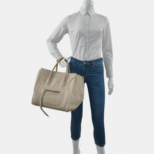 Authenticated pre-owned Phantom Medium Python Beige - Top Handle Bag at Looply