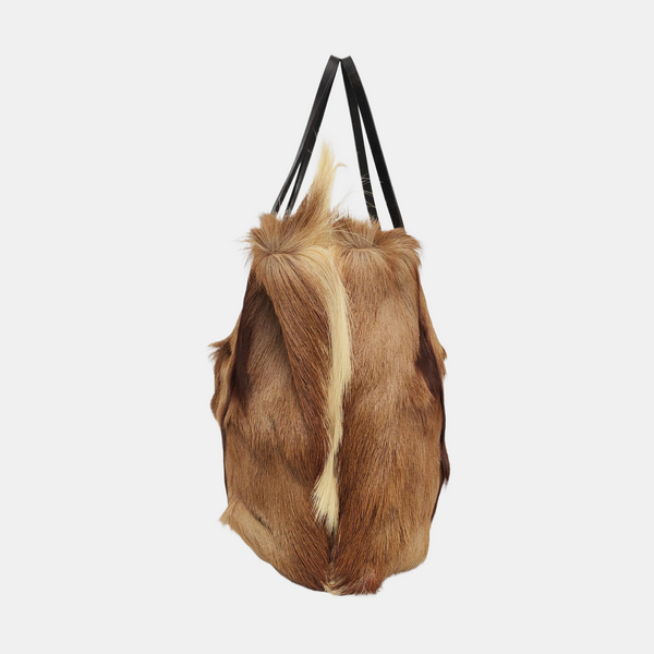 Fur Top Handle Bag Brown
