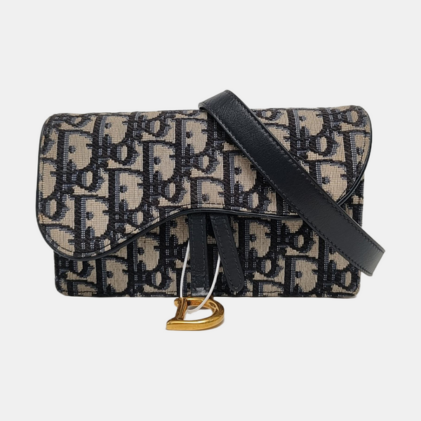 Authenticated pre-owned Saddle Oblique Canvas Blue - Belt Bag at Looply