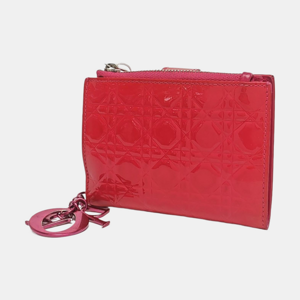 Authenticated pre-owned Lady Dior Lambskin Pink Card Holder - Card Holder at Looply