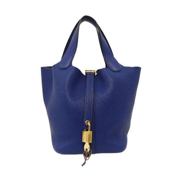 Authenticated pre-owned Picotin Lock 18 Clemence Blue - Top Handle Bag at Looply