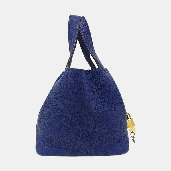 Authenticated pre-owned Picotin Lock 18 Clemence Blue - Top Handle Bag at Looply