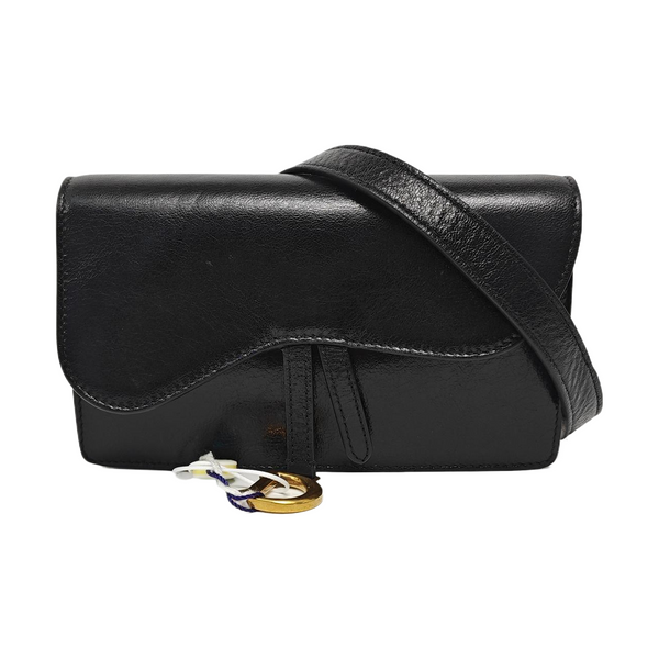 Authenticated pre-owned Saddle Calfskin Black - Belt Bag at Looply
