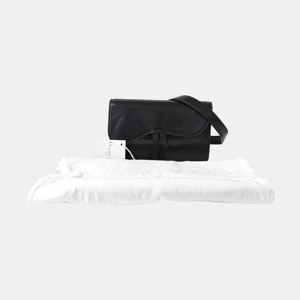 Authenticated pre-owned Saddle Calfskin Black - Belt Bag at Looply