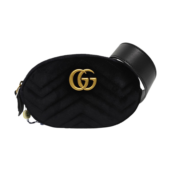 Authenticated pre-owned GG Marmont Velvet Black - Belt Bag at Looply