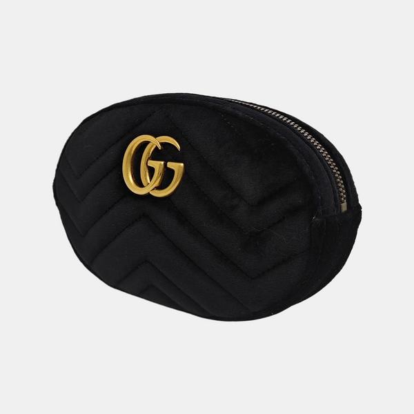 Authenticated pre-owned GG Marmont Velvet Black - Belt Bag at Looply