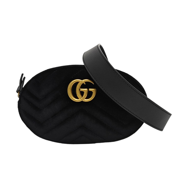 Authenticated pre-owned GG Marmont Velvet Black - Belt Bag at Looply