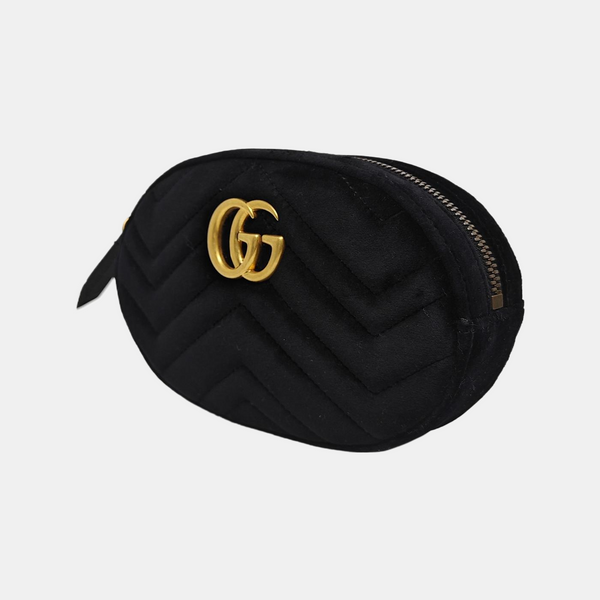 Authenticated pre-owned GG Marmont Velvet Black - Belt Bag at Looply