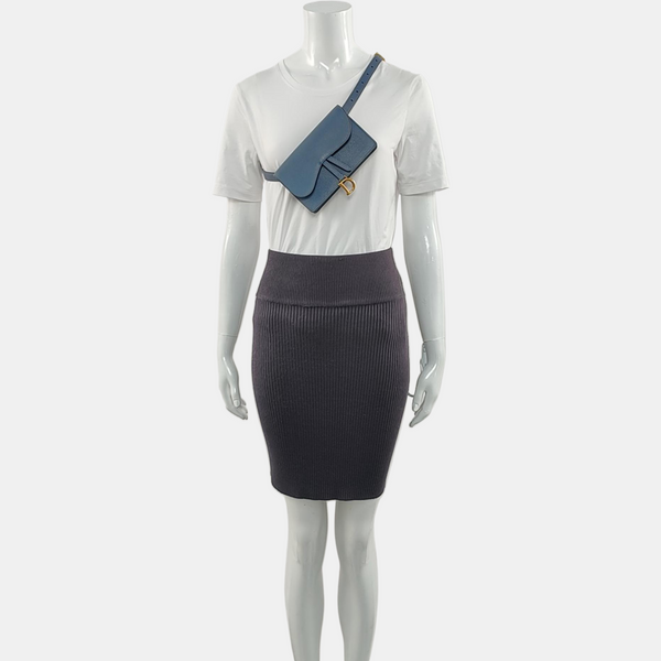 Authenticated pre-owned Saddle Calfskin Blue - Belt Bag at Looply