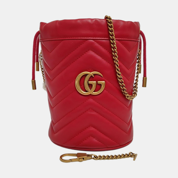 Authenticated pre-owned GG Marmont Mini Calfskin Red - Shoulder Bag at Looply