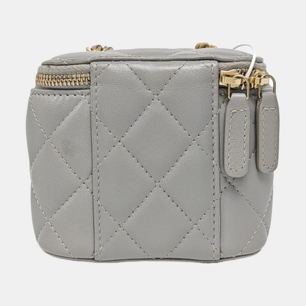 Authenticated pre-owned Vanity Case Mini Quilted Lambskin Gray - Shoulder Bag at Looply