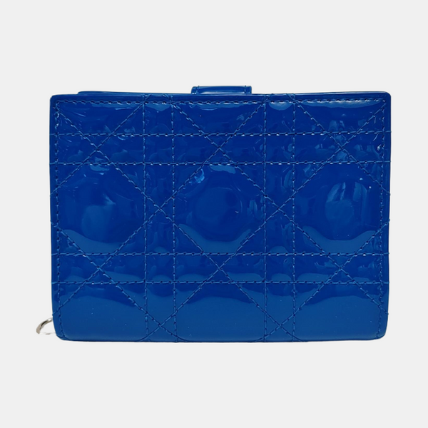 Authenticated pre-owned Lady Dior Patent Leather Blue Card Holder - Card Holder at Looply
