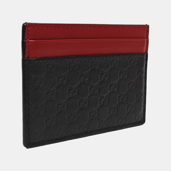 Authenticated pre-owned Microguccissima Monogram Calfskin Black Card Holder - Card Holder at Looply