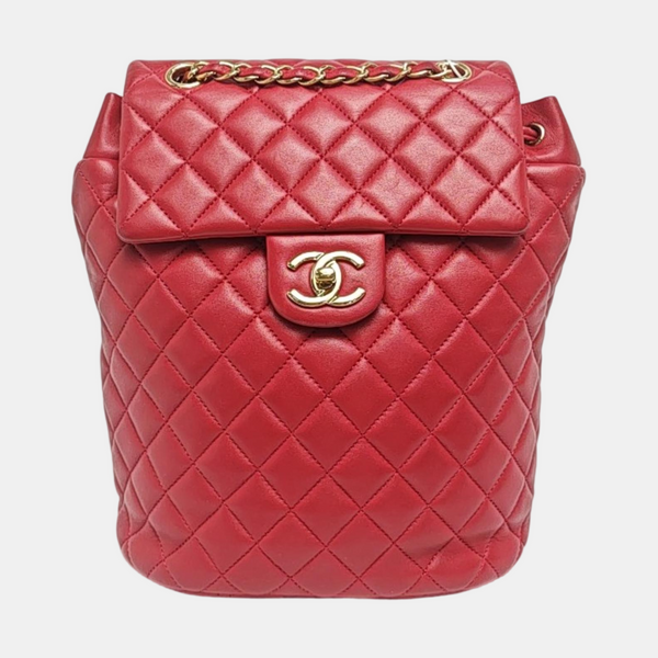 Authenticated pre-owned Urban Spirit Small Quilted Lambskin Red - Backpack at Looply