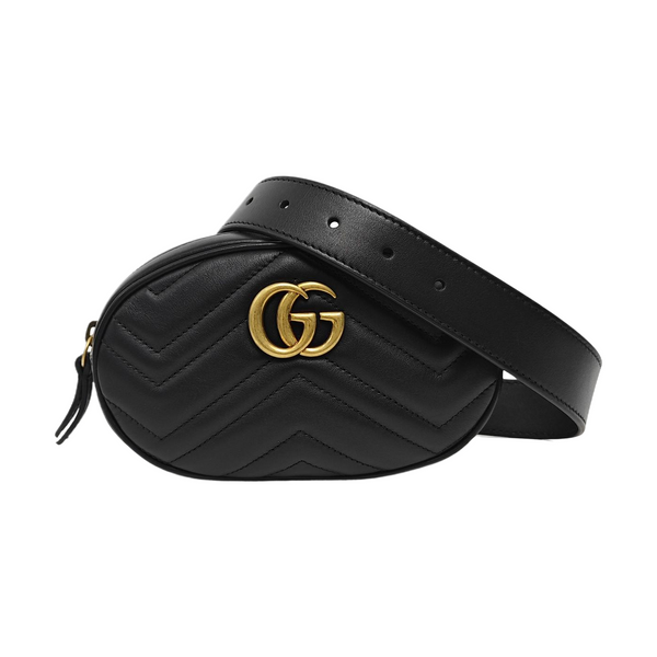 Authenticated pre-owned GG Marmont Calfskin Black - Belt Bag at Looply