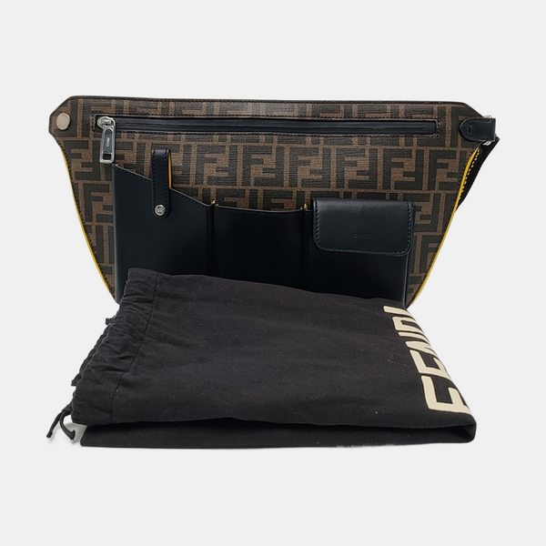 Coated Canvas Crossbody Bag Brown