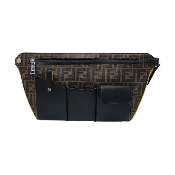 Coated Canvas Crossbody Bag Brown