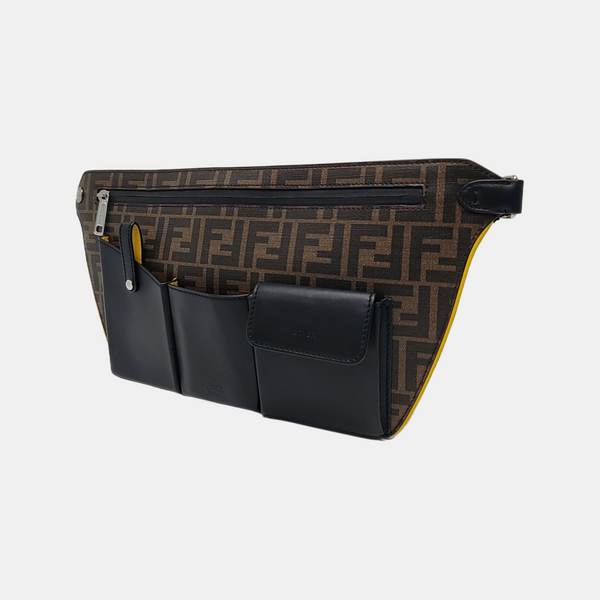 Coated Canvas Crossbody Bag Brown