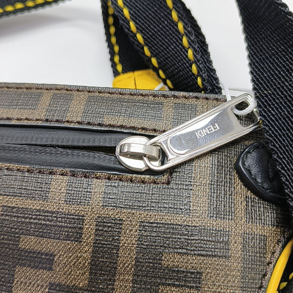 Coated Canvas Crossbody Bag Brown