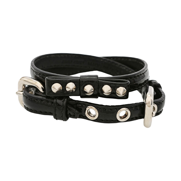 Authenticated pre-owned Leather Metal Black Bracelet - Bracelet at Looply