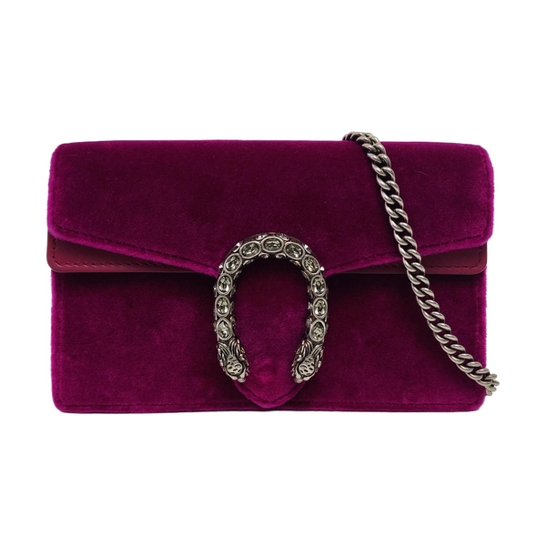 Authenticated pre-owned Dionysus Super Mini Velvet Burgundy - Shoulder Bag at Looply