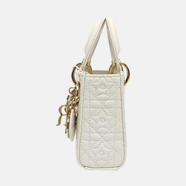 Authenticated pre-owned Lady Dior Super Mini Lambskin White - Shoulder Bag at Looply