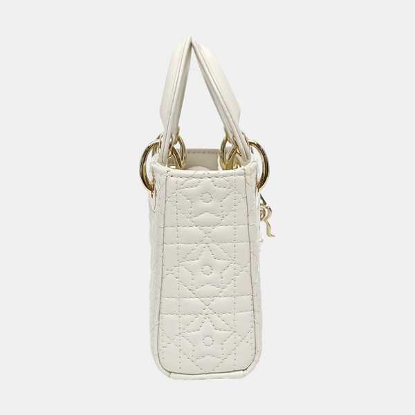 Authenticated pre-owned Lady Dior Super Mini Lambskin White - Shoulder Bag at Looply