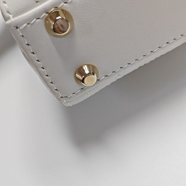 Authenticated pre-owned Lady Dior Super Mini Lambskin White - Shoulder Bag at Looply