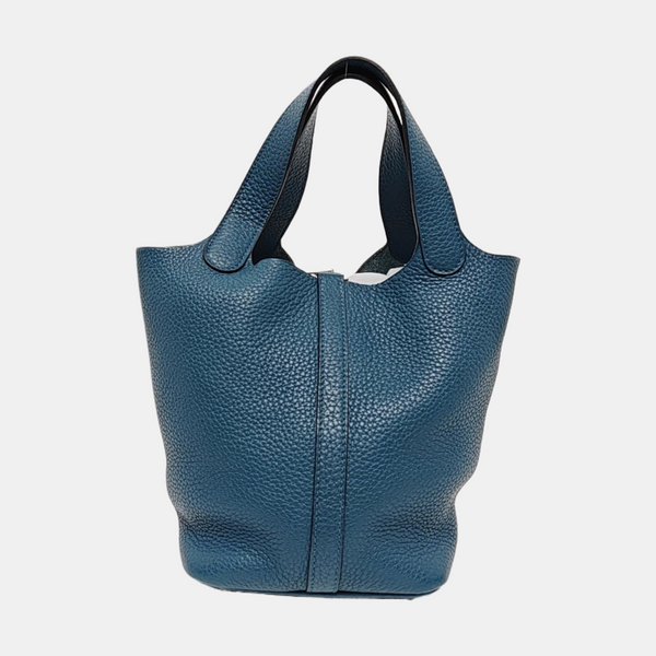 Authenticated pre-owned Picotin Lock 18 Clemence Blue - Top Handle Bag at Looply