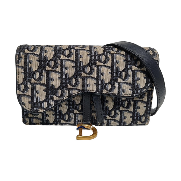 Authenticated pre-owned Saddle Oblique Canvas Blue - Shoulder Bag at Looply