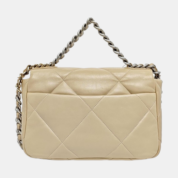 Authenticated pre-owned Chanel 19 Quilted Lambskin Beige - Shoulder Bag at Looply