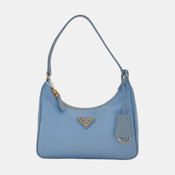 Authenticated pre-owned Re-edition2005 Mini Nylon Blue - Top Handle Bag at Looply