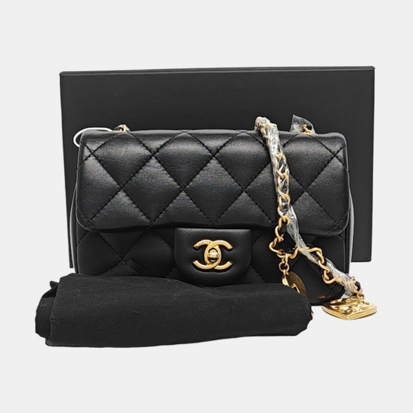 Authenticated pre-owned Classic Flap Quilted Lambskin Black - Shoulder Bag at Looply