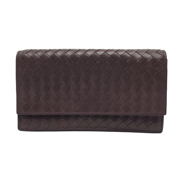Authenticated pre-owned Intrecciato Calfskin Brown Wallet - Wallet at Looply