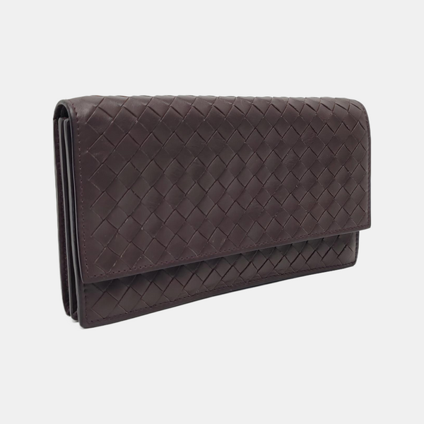 Authenticated pre-owned Intrecciato Calfskin Brown Wallet - Wallet at Looply