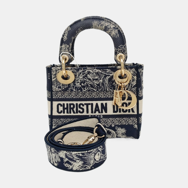 Authenticated pre-owned Lady Dior Mini Canvas Blue - Shoulder Bag at Looply