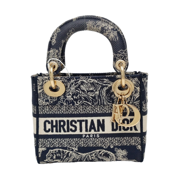 Authenticated pre-owned Lady Dior Mini Canvas Blue - Shoulder Bag at Looply