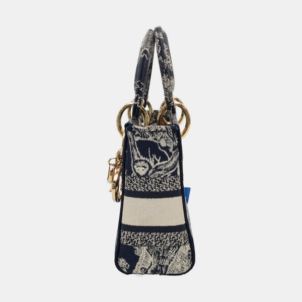 Authenticated pre-owned Lady Dior Mini Canvas Blue - Shoulder Bag at Looply