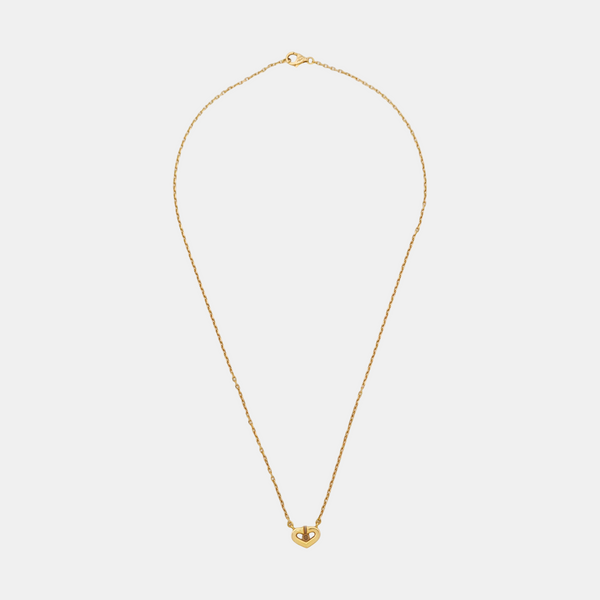 Authenticated pre-owned C Heart Diamond Pendant 18K Rose Gold Necklace - Necklace at Looply